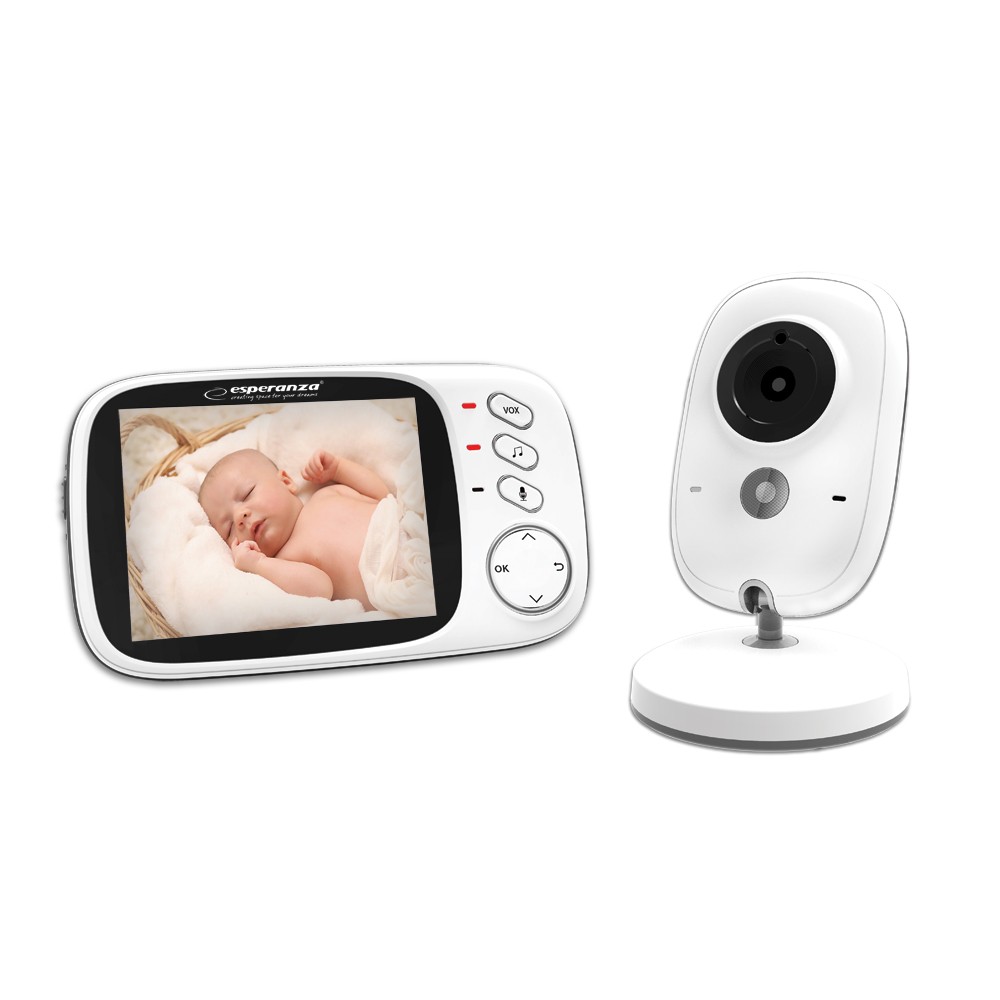 Sistem monitorizare audio-video pentru bebelusi LCD 3.2 Esperanza Jacob, wireless, 750mAh, 5V/1000mA DC, 6,7 10,6 x 6,7cm, alb 106