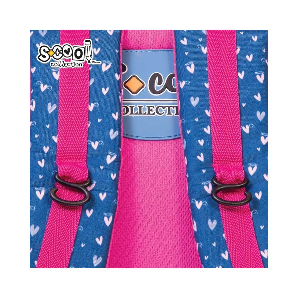 Ghiozdan anatomic Smile and Shine, cu inimioare, inaltime 41 cm - imagine 7