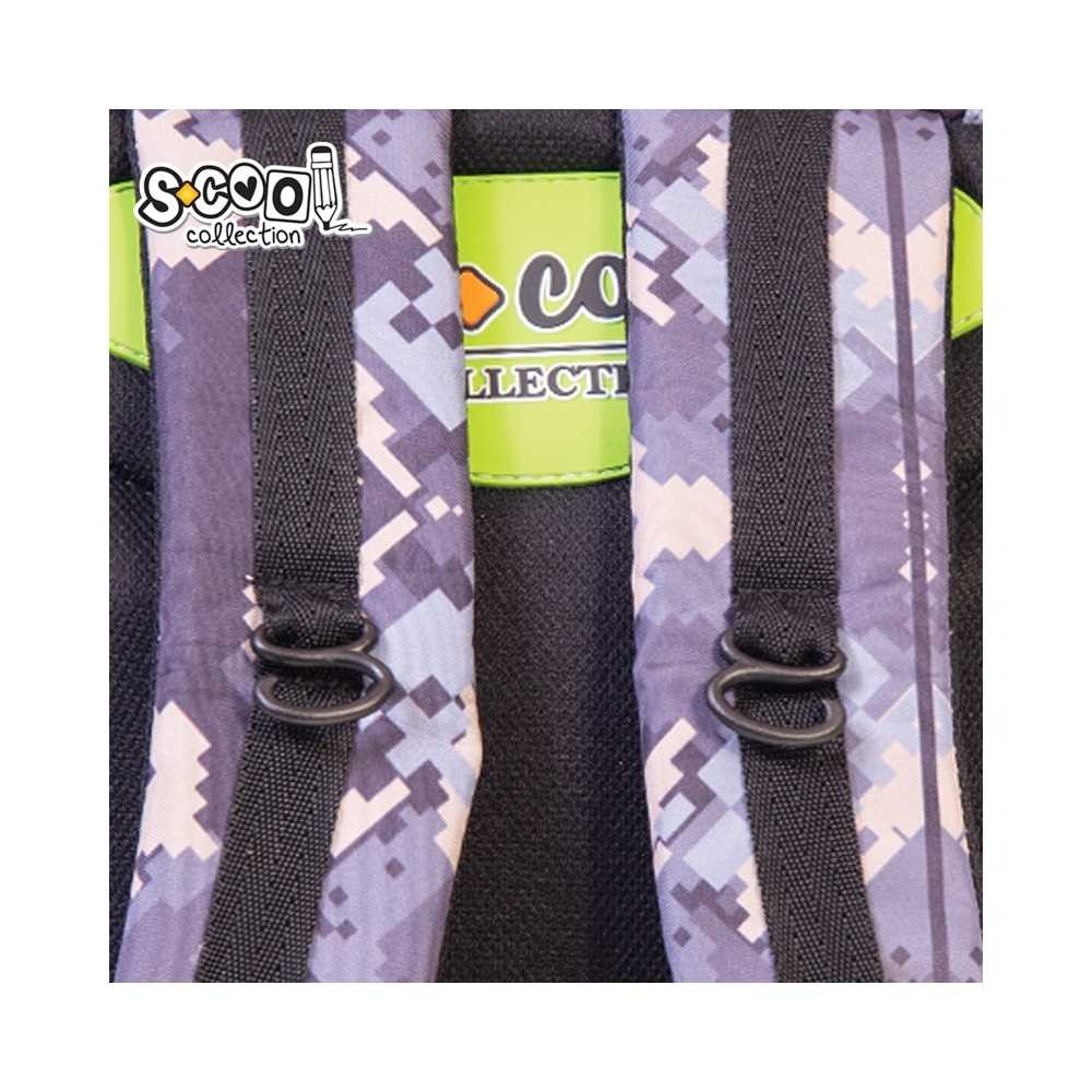 Ghiozdan scolar, Level Up, model unisex, 3 fermoare, insertii reflectorizante - imagine 7