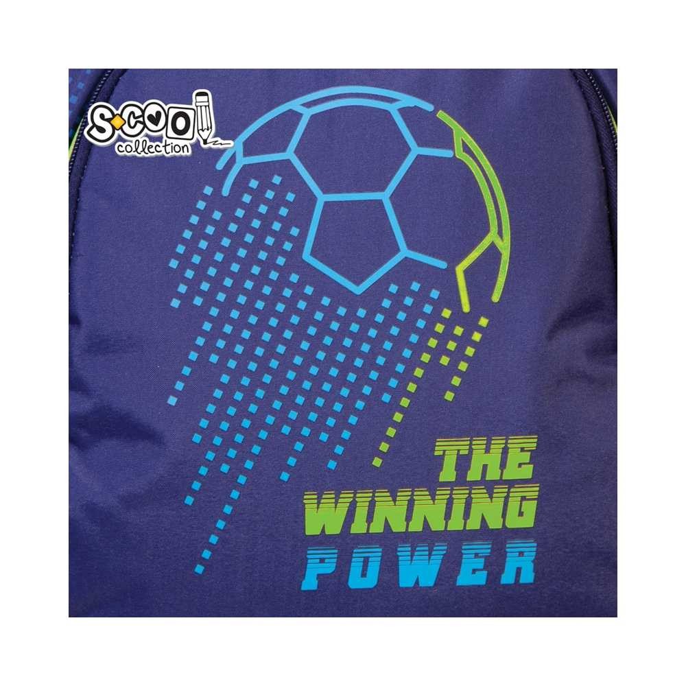 Ghiozdan baieti, motiv Fotbal, forma anatomica, 41 cm, albastru - imagine 6