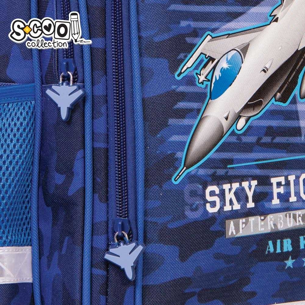 Ghiozdan baieti, Air Force, compartimentare eficienta, reflectorizant, albastru - imagine 5