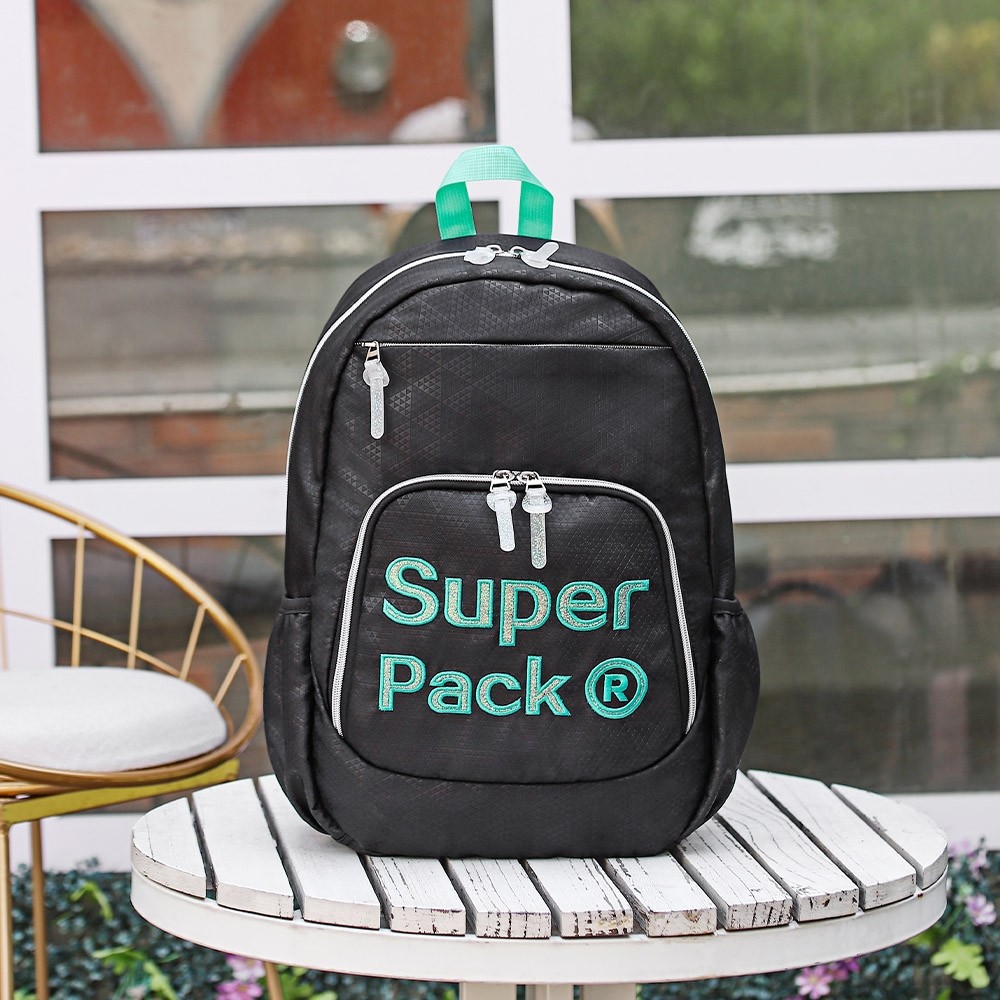 Ghiozdan adolescenti, compartiment laptop, SUPERPACK, bretele ajustabile, maner pentru transport, negru - imagine 7