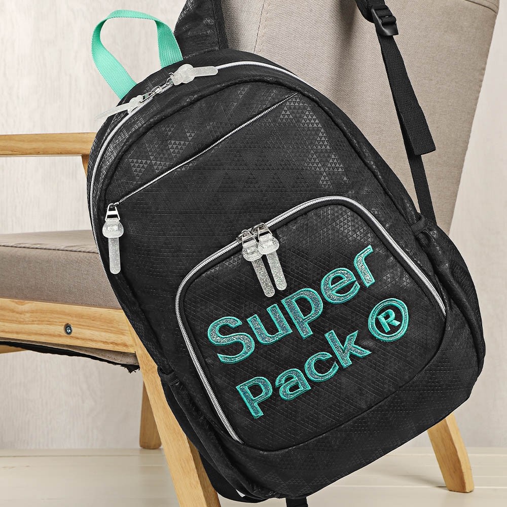 Ghiozdan adolescenti, compartiment laptop, SUPERPACK, bretele ajustabile, maner pentru transport, negru - imagine 8