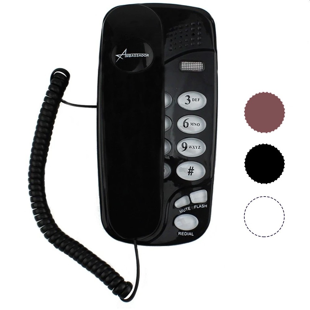 Telefon fix cu fir, montabil pe perete tastatura iluminata, redial, mute, flash Negru cartuseria.ro