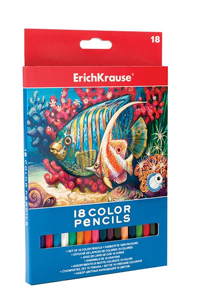 Set 18 creioane colorate marca Erich Krause cartuseria.ro imagine 2022 cartile.ro