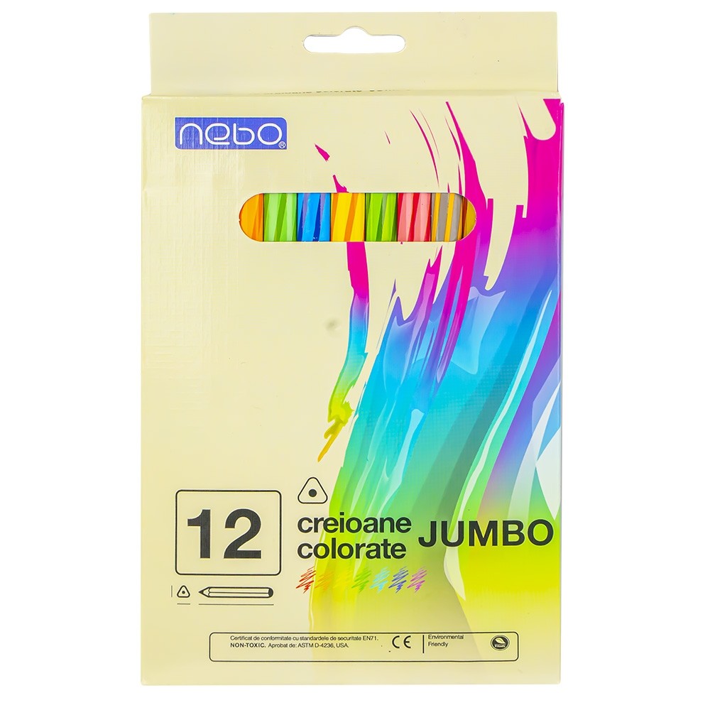 Creioane color jumbo, model cu dungi, mina moale 5 mm, corp gros, set 12 culori cartuseria.ro imagine 2022 depozituldepapetarie.ro