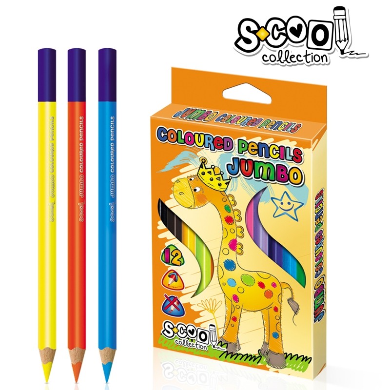 S-cool Creioane colorate, grosime mina 4 mm, flexibile, set 12 culori