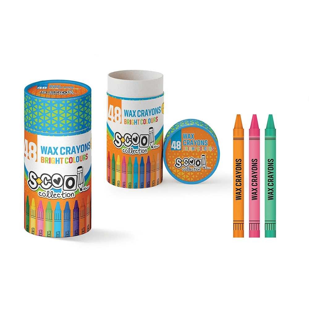 Creioane cerate multicolore, forma rotunda, set 48 bucati