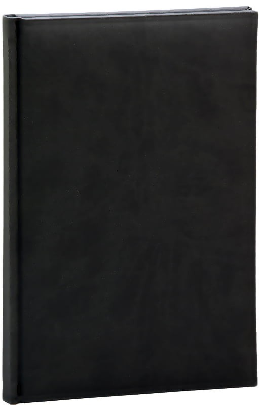 Agenda zilnica, format A5, datata 2024, margini rotunjite, 336 pagini, coperta buretata, neagra