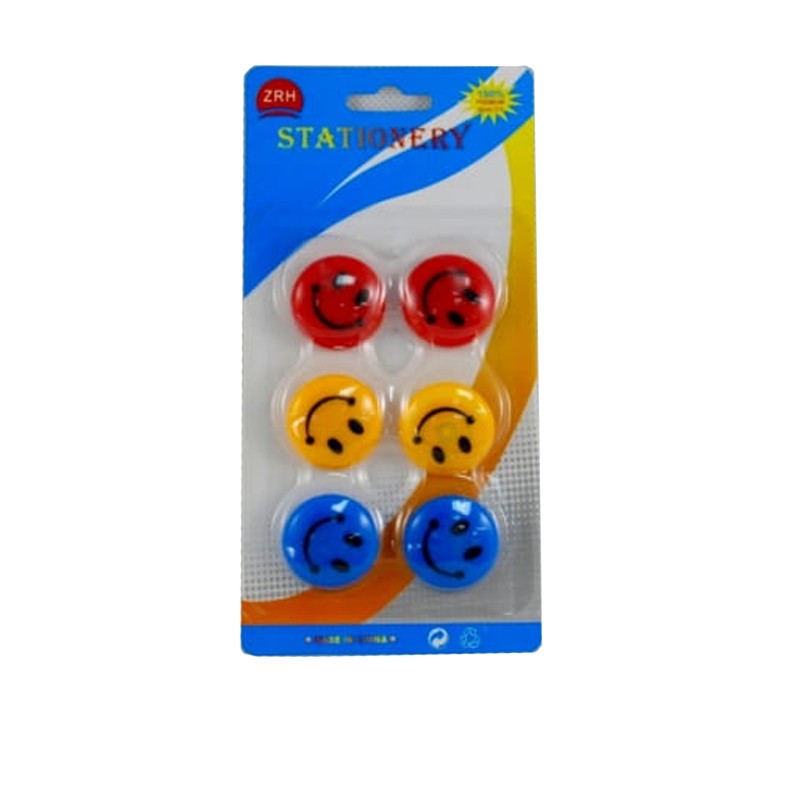 Set 6 magneti pentru frigider Smiley Faces, 30 mm, multicolor cartuseria.ro imagine 2022 depozituldepapetarie.ro