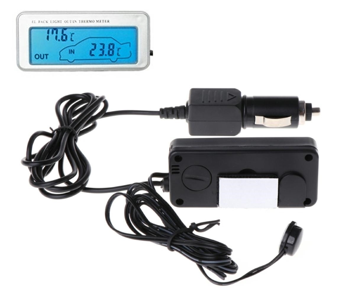 Termometru electronic auto, afisaj LCD, lungime cablu: 1,5m, 2 senzori, 75 mm x 35 mm x 15 mm, negru Electronice auto 2023-09-30 3