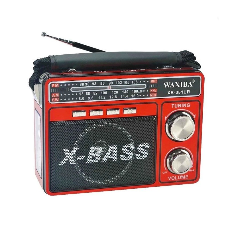 Waxiba Radio portabil usb, fm/am/sw/ mp3 player, lanterna incorporata, antena telescopica, bretea reglabila