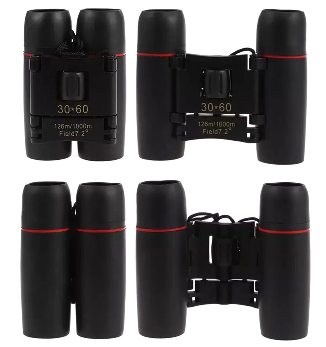 Binoclu de buzunar, husa inclusa, material antiderapant, 10,2 x 9 cm, negru - imagine 6