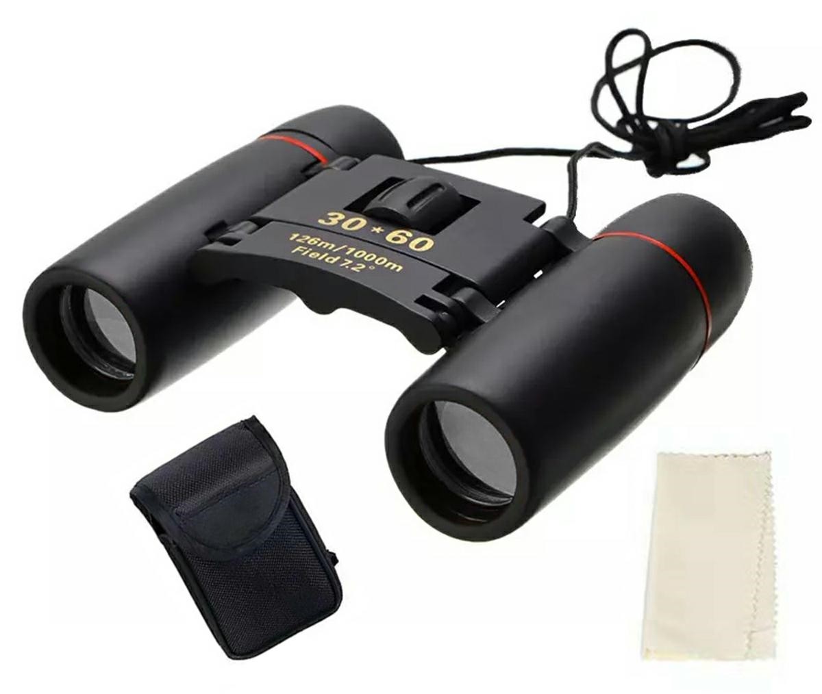 Binoclu de buzunar, husa inclusa, material antiderapant, 10,2 x 9 cm, negru - imagine 8