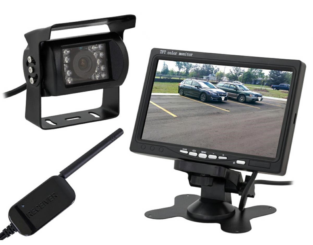 Pro Cart Camera cu monitor pentru parcare, senzor lumina, suport inclus, 800x480, 120 ma, 12/24v, 696g, 11 x 17 x 2cm, negru