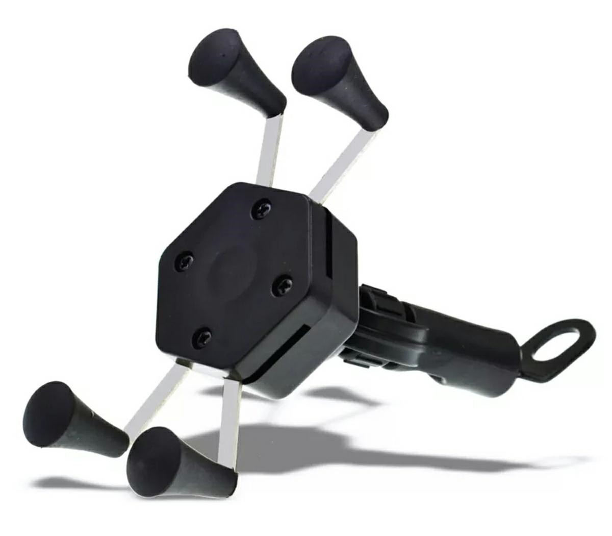 Pro Cart - Suport telefon moto universal, carlig prindere, port usb, plastic, 10,1 x 5,8 x 5cm, negru