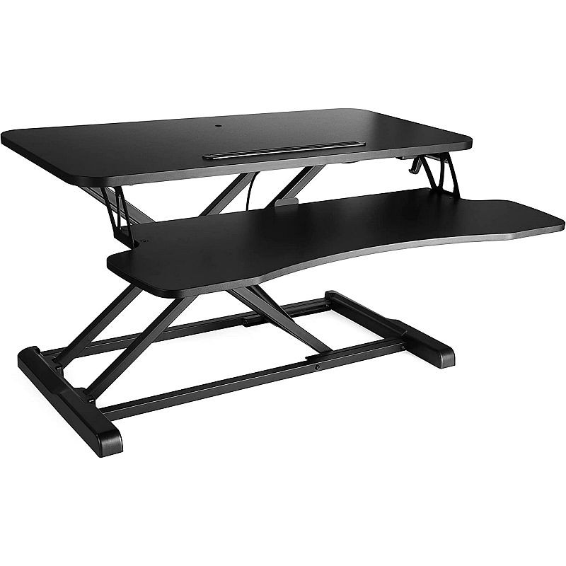 Masa ajustabila de birou Sit-Stand, lucru in picioare sau sezut, inaltime reglabila 14-51 cm, suport smartphone, cadru forma X - imagine 9