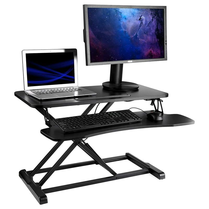 Masa ajustabila de birou Sit-Stand, lucru in picioare sau sezut, inaltime reglabila 14-51 cm, suport smartphone, cadru forma X - imagine 8