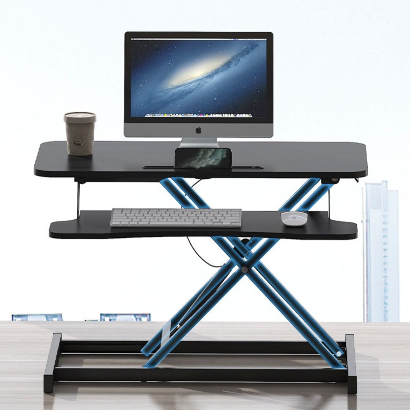 Masa ajustabila de birou Sit-Stand, lucru in picioare sau sezut, inaltime reglabila 14-51 cm, suport smartphone, cadru forma X - imagine 5