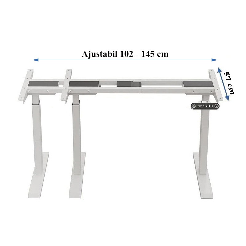 Cadru de birou electric dublu motorizat, inaltime reglabila 64-129 cm, memorare 4 pozitii, lungime 102 - 145 cm - imagine 8