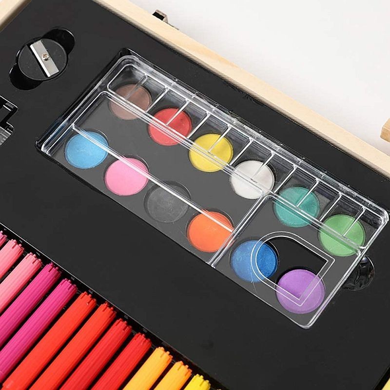 Trusa pentru pictura si desen, 180 accesorii, portabila, cutie depozitare lemn - imagine 25
