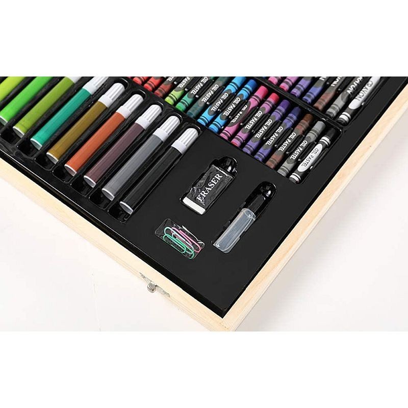 Trusa pentru pictura si desen, 180 accesorii, portabila, cutie depozitare lemn - imagine 26