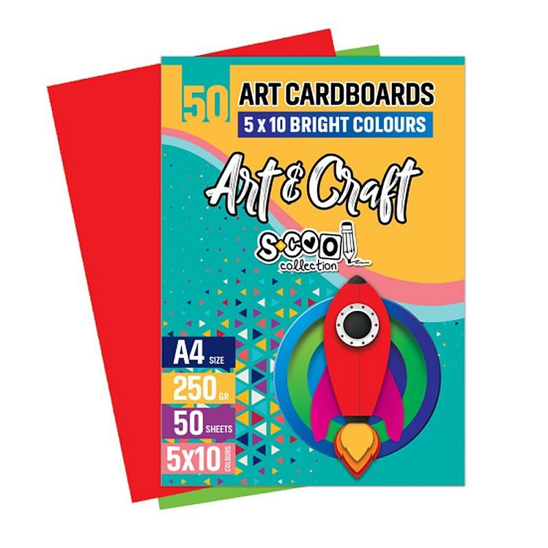 Pachet 50 Coli Carton Colorat Format A4 10 CuloriSet 250 GMp