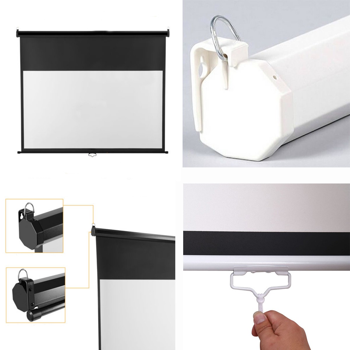 Ecran pentru proiectie 100 inch, format 16:9, portabil, sistem prindere, alb mat, RESIGILAT - imagine 12