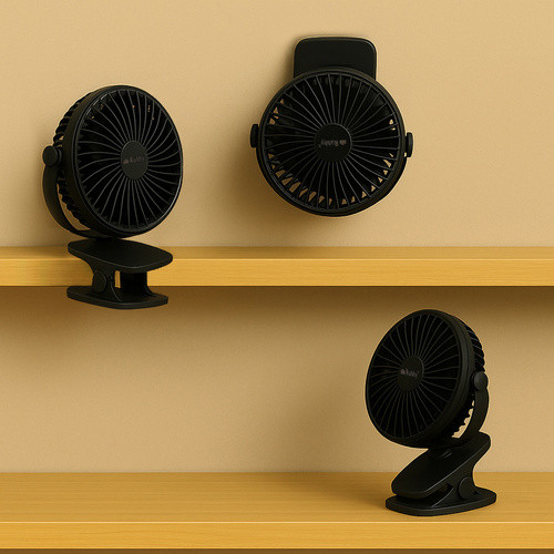 Ventilator de podea, Wireless, 1200 mAh, 3 trepte, reglabil la 360 grade, silentios, negru - imagine 5