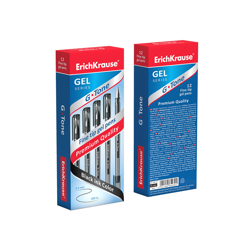 Pix cu gel Erichkrause G-Tone, cerneala tip gel, grosime scriere 0,4 mm, negru - imagine 5