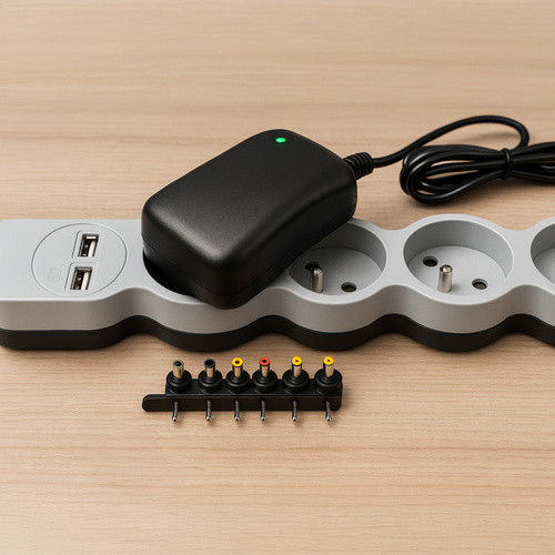 Incarcator universal reglabil 3-12V, USB, 30W, 6 varfuri interschimbabile, iesire 2000 mA, interfata CA, cablu 150 cm, negru - imagine 4