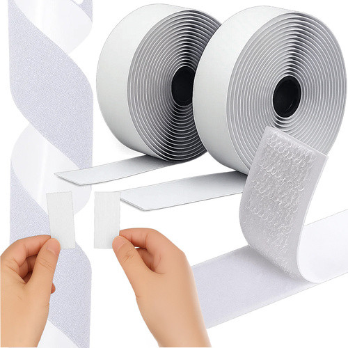 Banda autoadeziva cu scai, universala, latime 2.5 cm, lungime 500 cm, poliester, alb - imagine 11