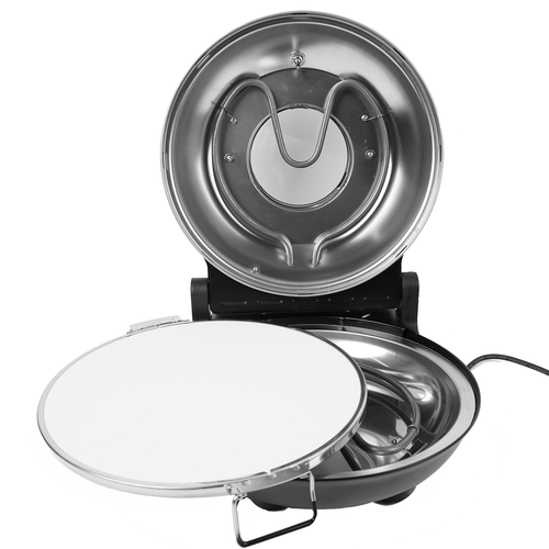 Cuptor electric pentru pizza, reglabil, 1200W, maxim 420 grade Celsius, piatra ceramica cu manere, 2 spatule, cutit - imagine 15