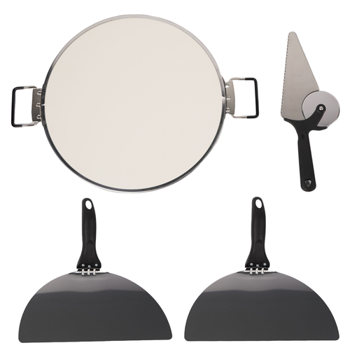 Cuptor electric pentru pizza, reglabil, 1200W, maxim 420 grade Celsius, piatra ceramica cu manere, 2 spatule, cutit - imagine 4