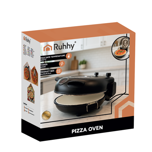 Cuptor electric pentru pizza, reglabil, 1200W, maxim 420 grade Celsius, piatra ceramica cu manere, 2 spatule, cutit - imagine 11