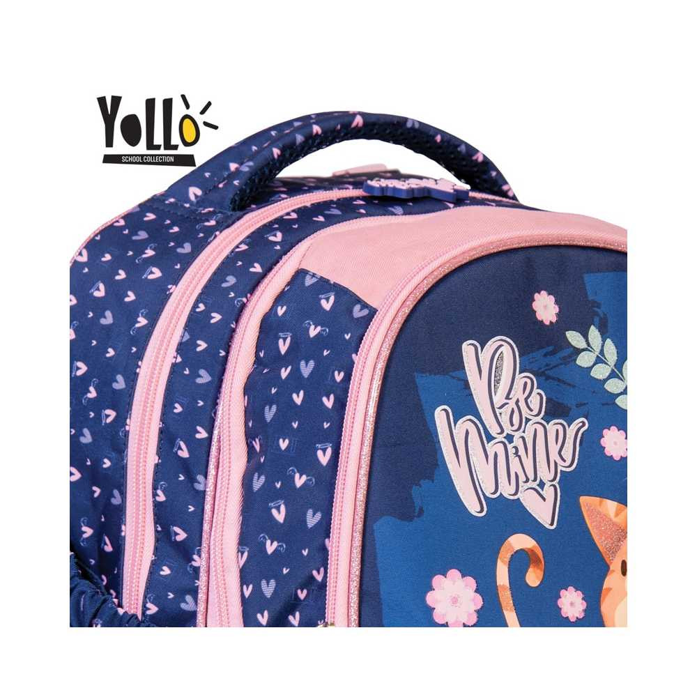 Ghiozdan imprimeu pisicuta, 38 cm, bretele ajustabile, 3 compartimente, buzunare laterale, spate anatomic - imagine 7