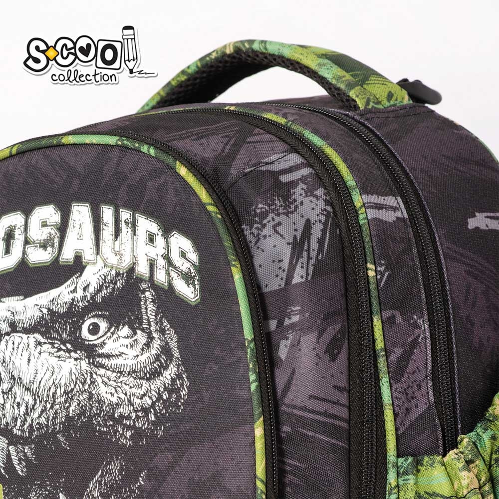 Ghiozdan anatomic DINO, bretele intarite, maner, 3 compartimente, 38x39x19.5 cm - imagine 12