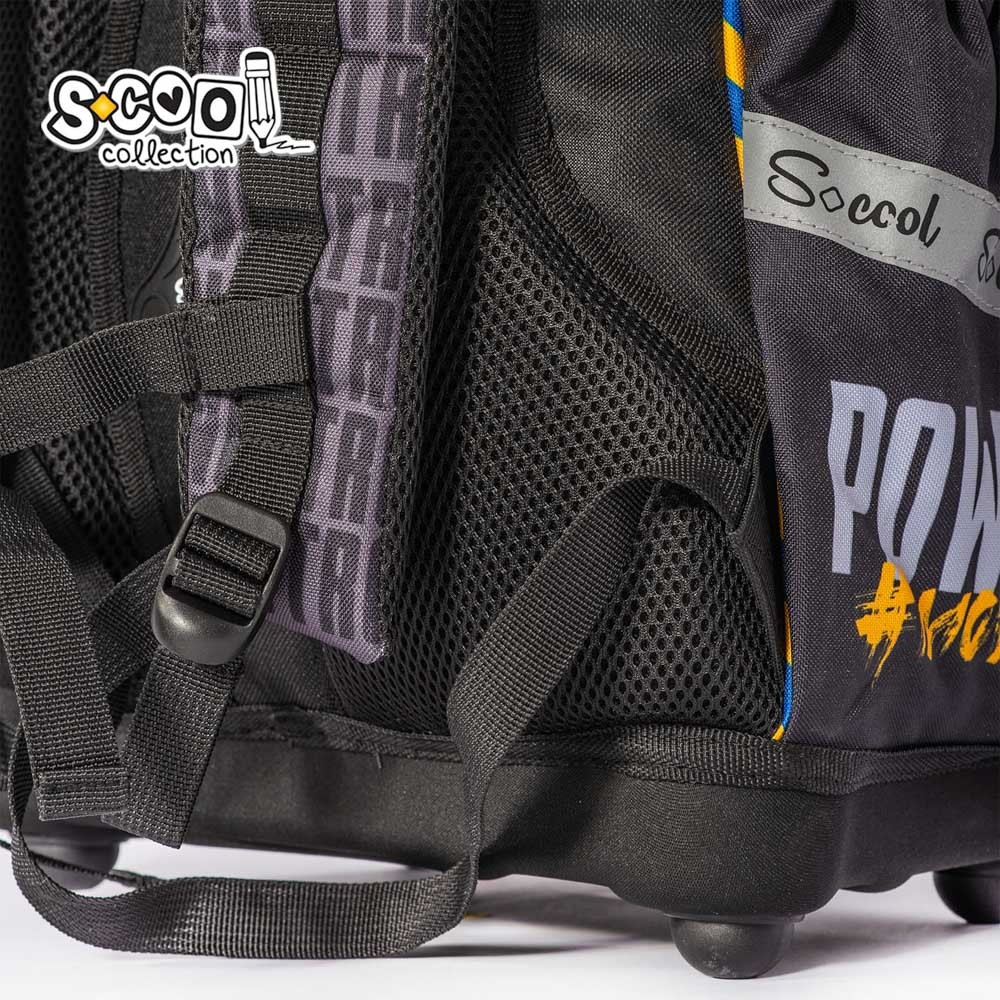 Ghiozdan baieti, POWER, buzunar frontal, compartiment spatios, spate buretat, PVC, poliester, 39 cm - imagine 7