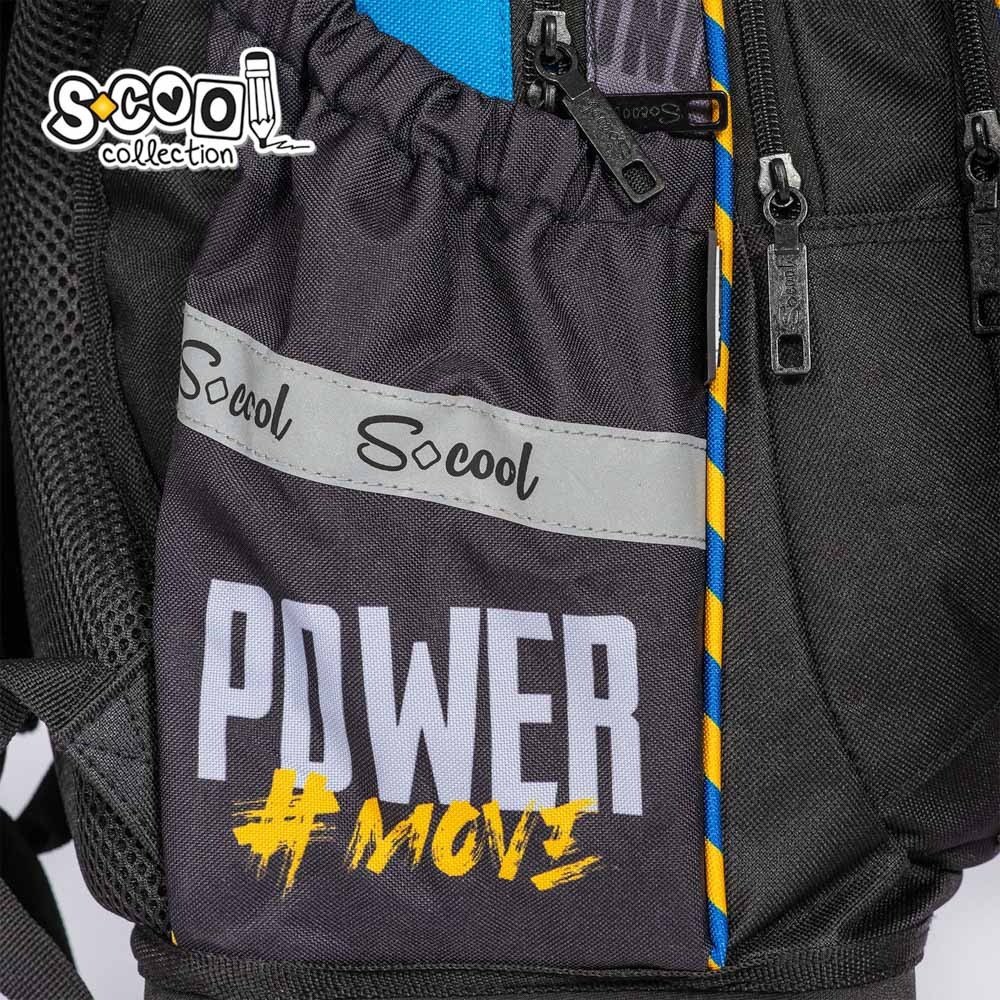 Ghiozdan baieti, POWER, buzunar frontal, compartiment spatios, spate buretat, PVC, poliester, 39 cm - imagine 9