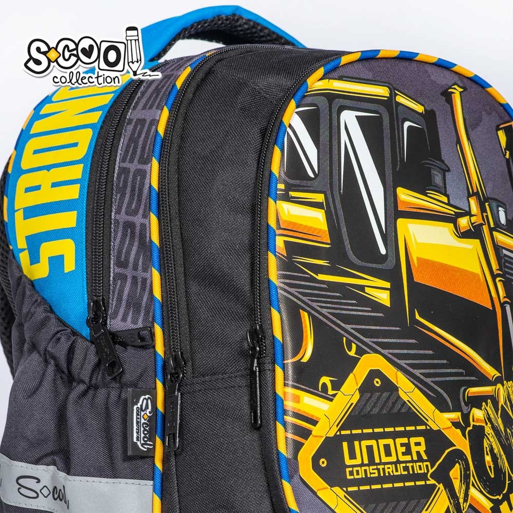 Ghiozdan baieti, POWER, buzunar frontal, compartiment spatios, spate buretat, PVC, poliester, 39 cm - imagine 10