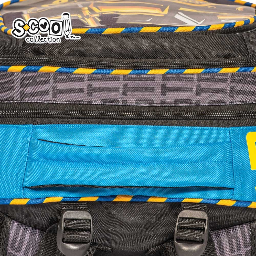 Ghiozdan baieti, POWER, buzunar frontal, compartiment spatios, spate buretat, PVC, poliester, 39 cm - imagine 12