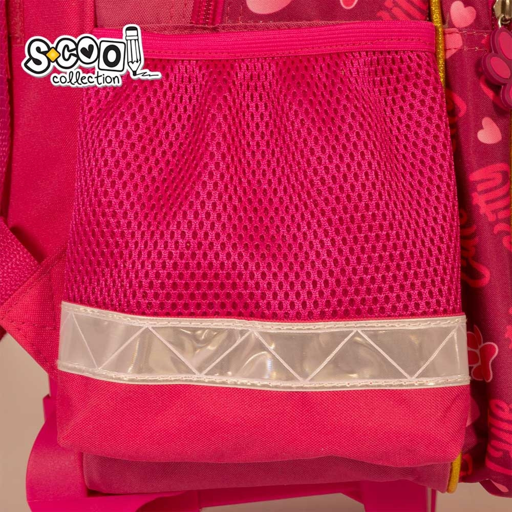 Ghiozdan troller CUTE KITTY, 3 compartimente cu fermoar, 2 roti, 38x29x14 cm - imagine 6