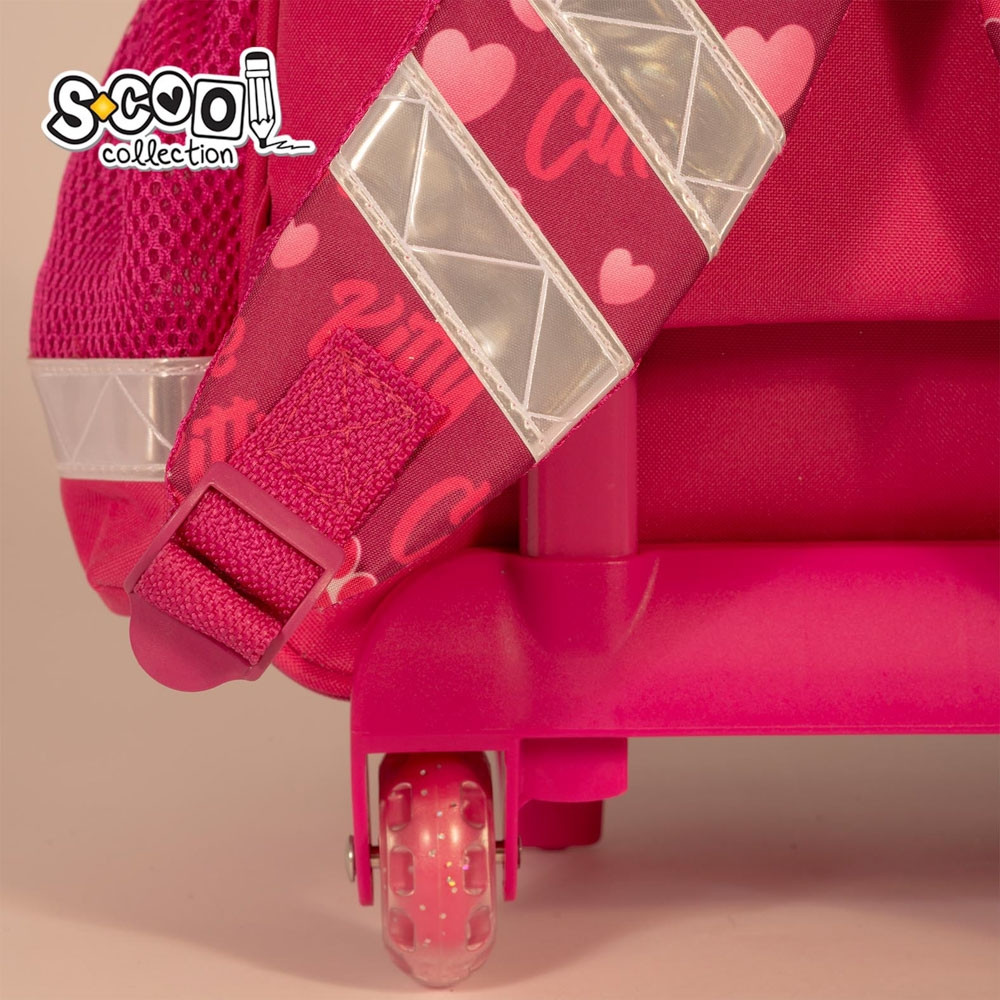 Ghiozdan troller CUTE KITTY, 3 compartimente cu fermoar, 2 roti, 38x29x14 cm - imagine 8