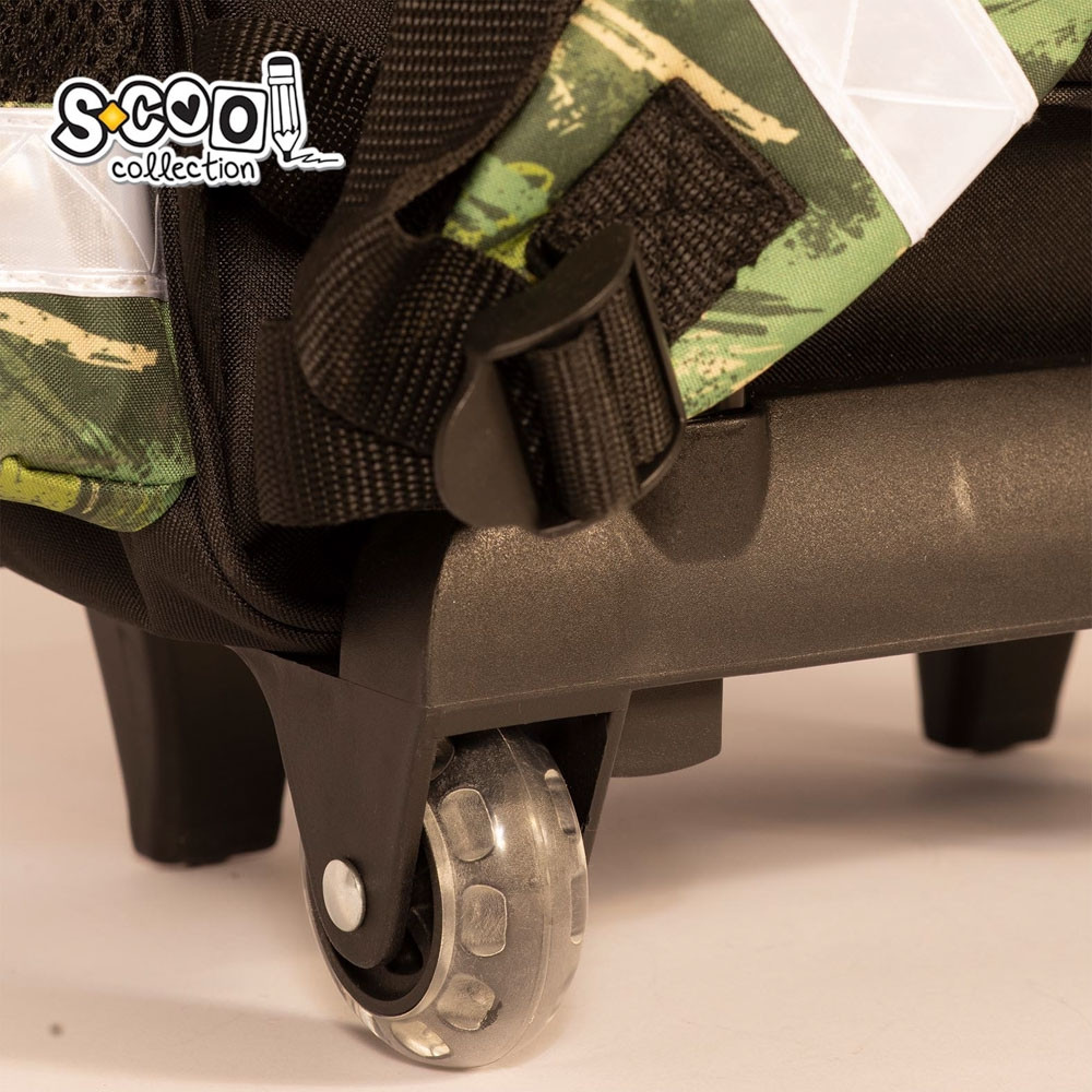 Ghiozdan tip troller, DINO, 6-11 ani, compartimente cu fermoar, buzunare laterale, 2 roti - imagine 7