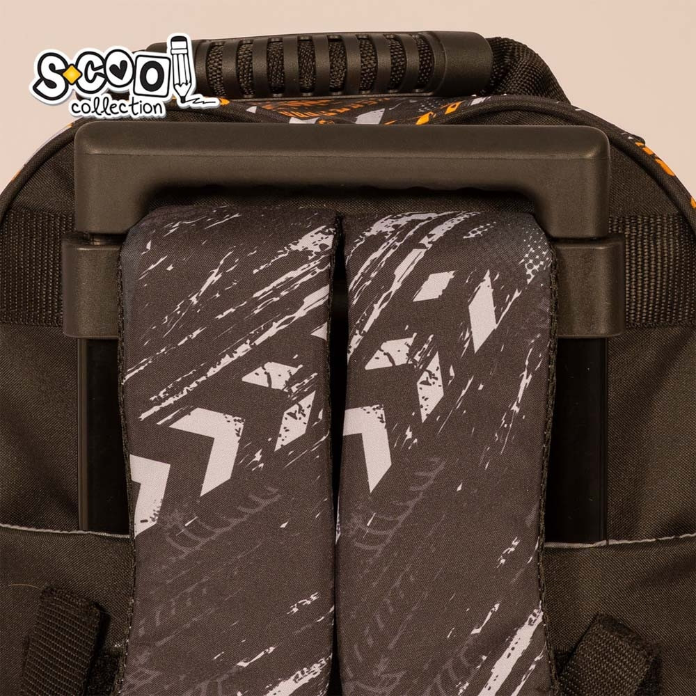 Ghiozdan troller, imprimeu fotbal, 3 compartimente, maner telescopic, 38x29x14 cm - imagine 7