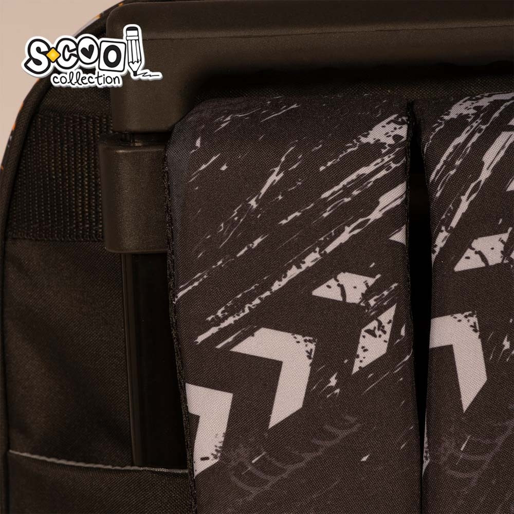 Ghiozdan troller, imprimeu fotbal, 3 compartimente, maner telescopic, 38x29x14 cm - imagine 9