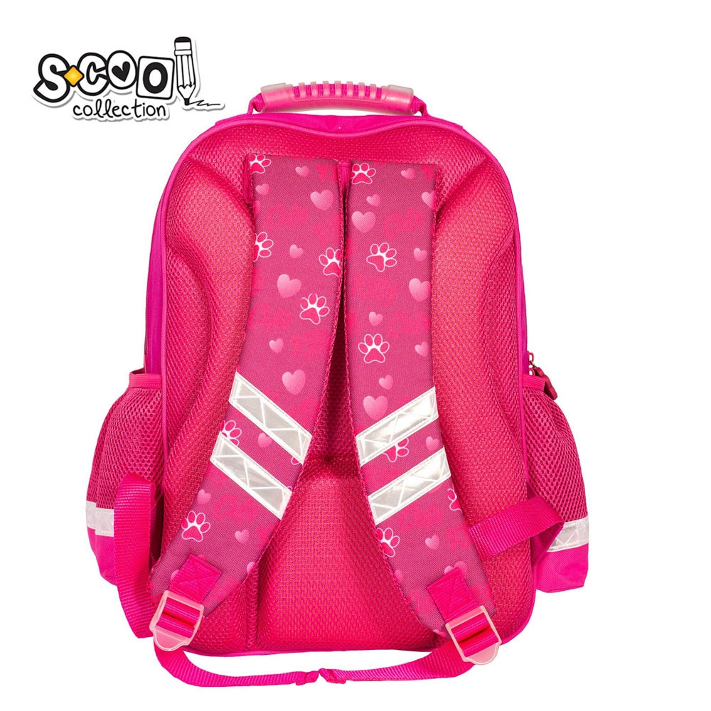 Ghiozdan ergonomic CUTE KITTY, 6-11 ani, 2 compartimente, maner transport, spate buretat, benzi reflectorizante, roz - imagine 4