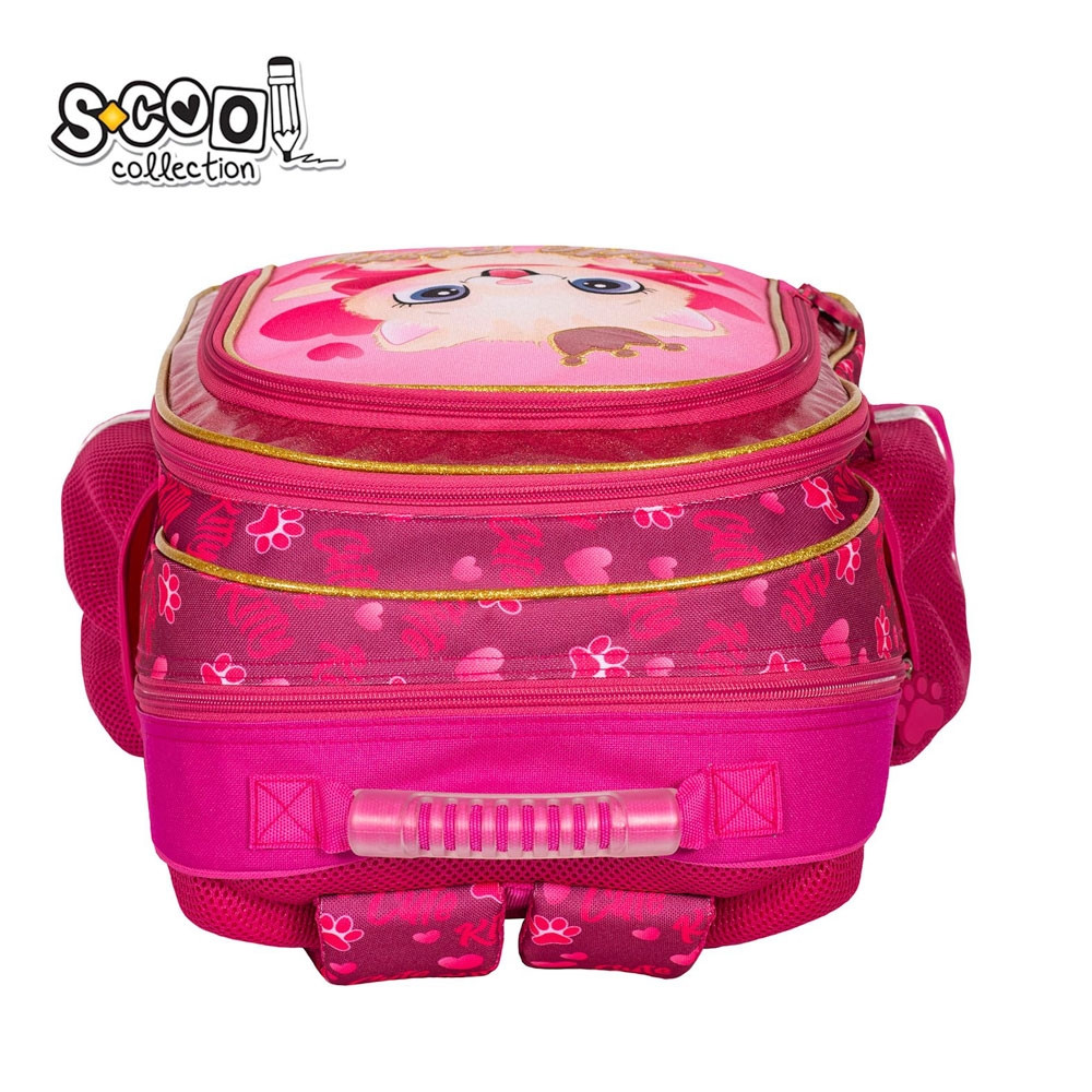 Ghiozdan ergonomic CUTE KITTY, 6-11 ani, 2 compartimente, maner transport, spate buretat, benzi reflectorizante, roz - imagine 5