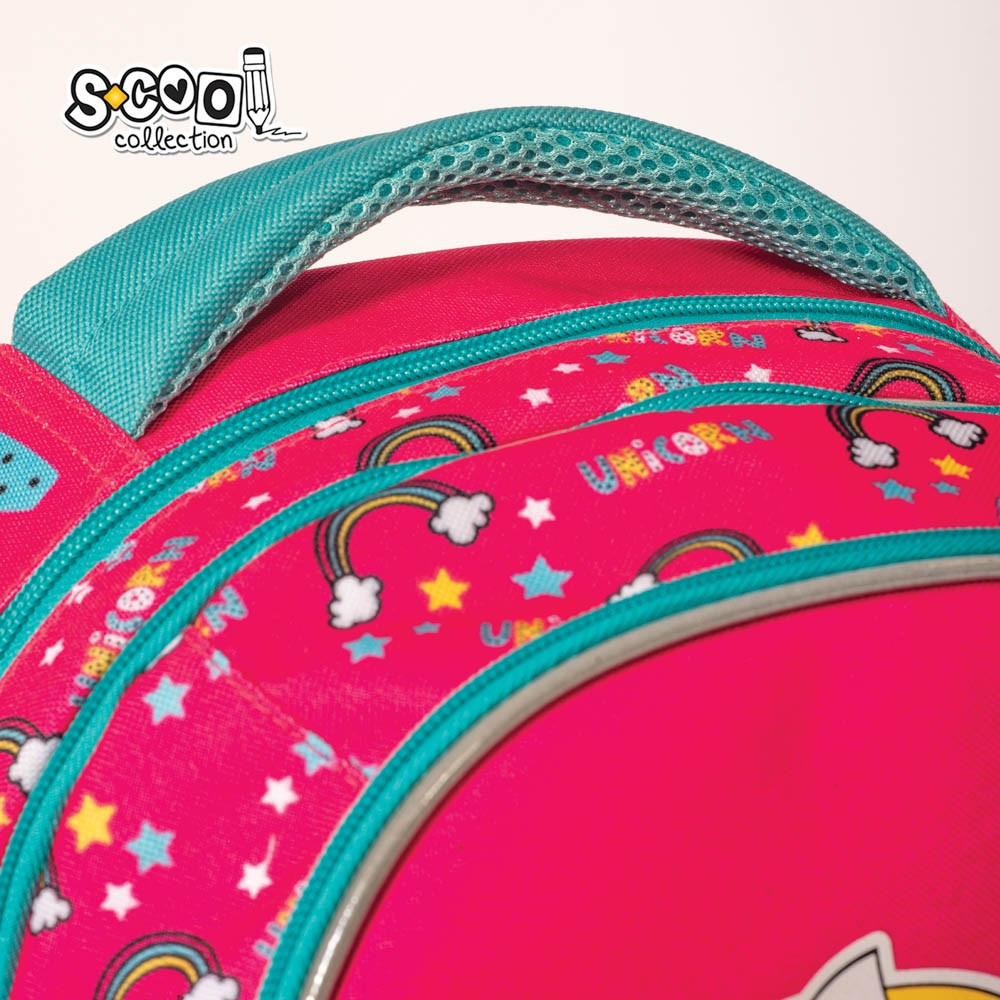 Ghiozdan anatomic, imprimeu multicolor UNICORN, 2 compartimente, bretele buretate, 38x39x19.5 cm - imagine 4
