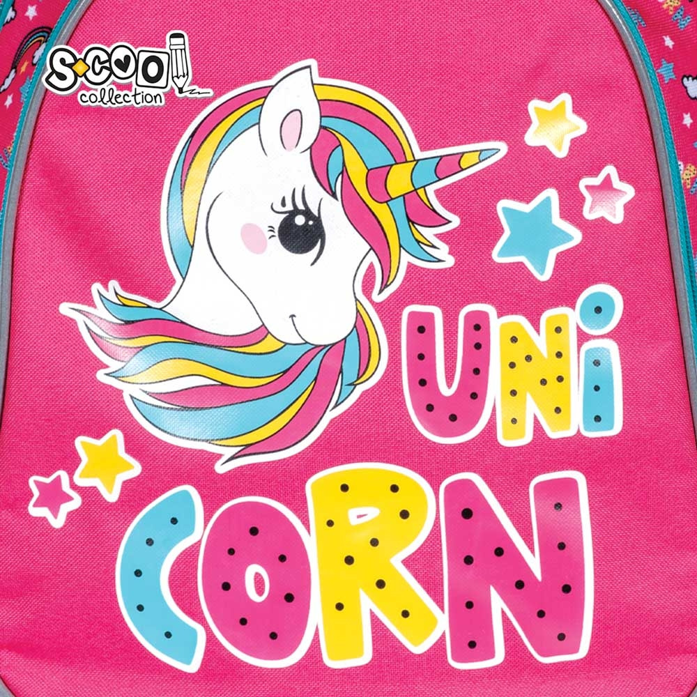 Ghiozdan anatomic, imprimeu multicolor UNICORN, 2 compartimente, bretele buretate, 38x39x19.5 cm - imagine 5